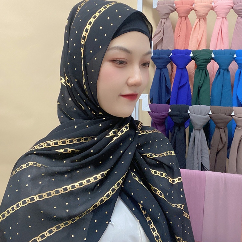 Khăn Choàng Cổ Chiffon In Họa Tiết Hoa Phong Cách Hồi Giáo Cho Nữ