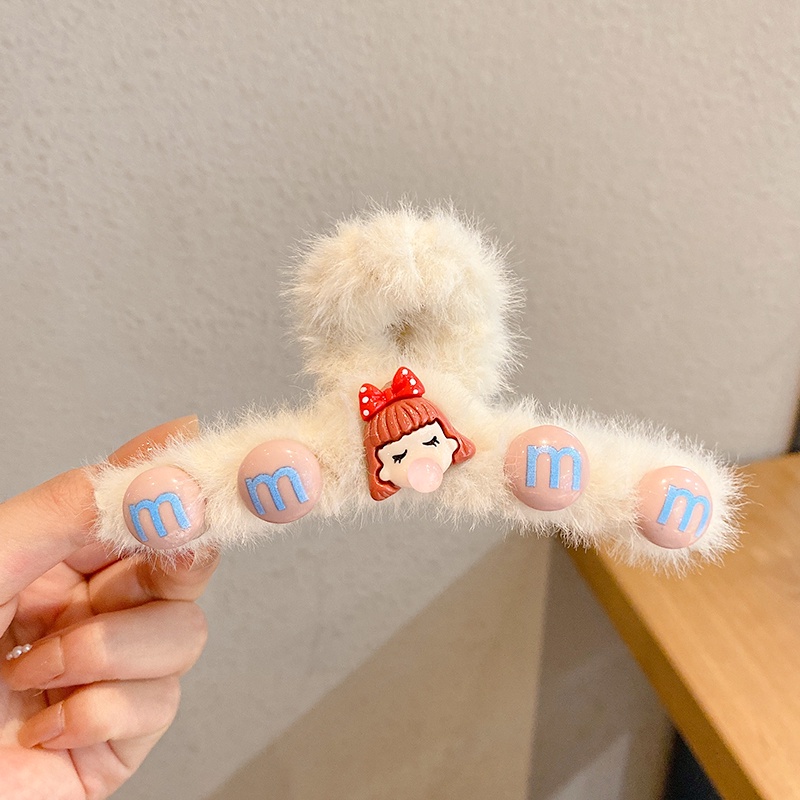 Kẹp Tóc Hình Cá Mập Phối Lông Phong Cách Hàn Quốc Mới Cho Nữ