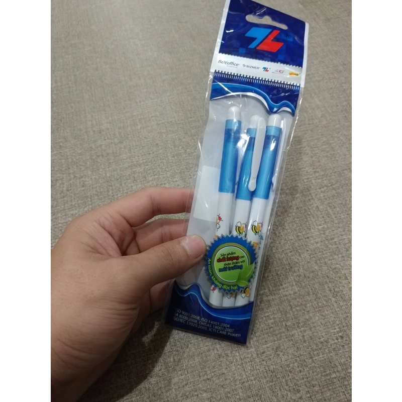 Vỉ 3 Bút Lông Kim FL-04 - Mực Xanh