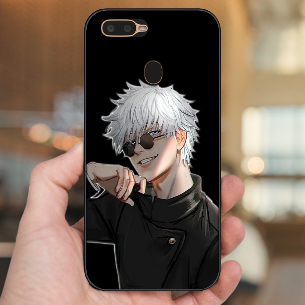 Ốp lưng Oppo A5S, A7, A12, F9 viền đen in hình Satoru Jujutsu Kaisen
