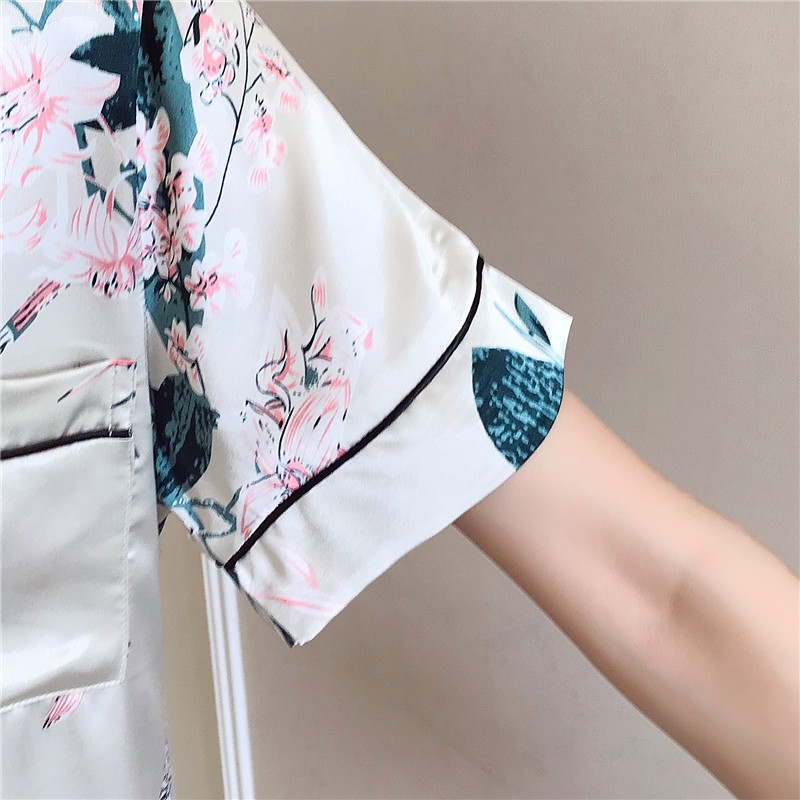 [Cao Cấp] ĐỒ NGỦ NỮ. Đồ Mặc Nhà Cho Nữ Lụa Họa Tiết Hoa Cộc Tay. Đồ Ngủ Pijama Bán Chạy Được Yêu Thích Nhất - HOA | BigBuy360 - bigbuy360.vn