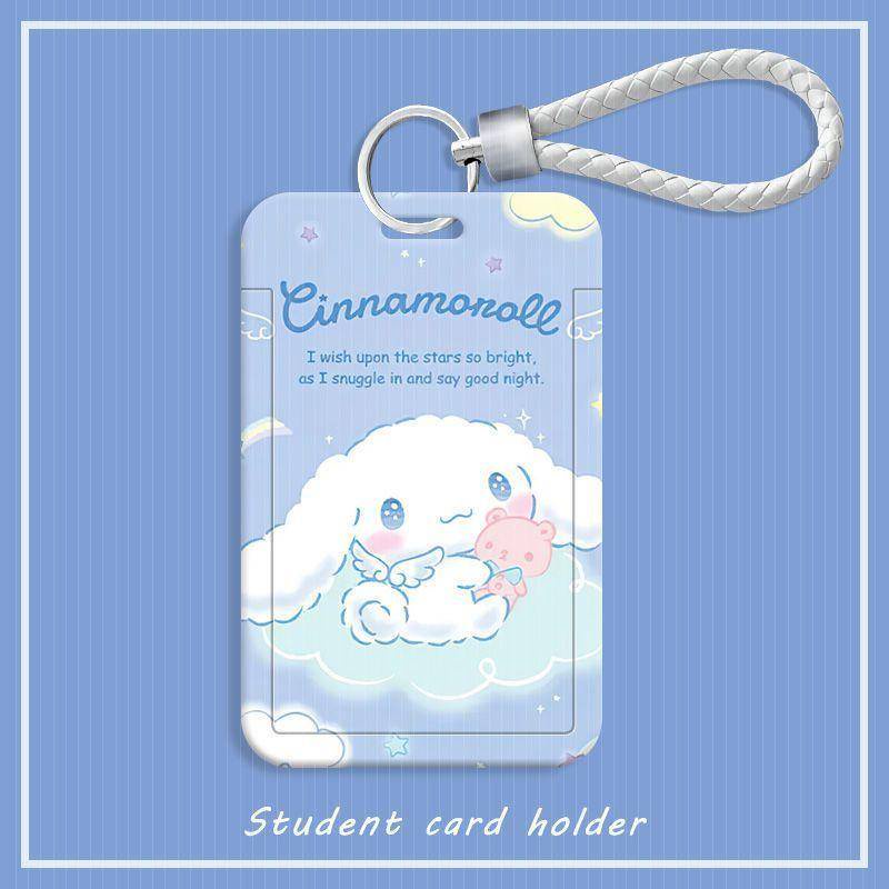 ⭐ iLado ⭐ Thẻ dây đeo thẻ sinh dễ thương Sanrio Cinnamoroll bọc căn cước thẻ hoc thẻ đi làm viên Vỏ bảo vệ bao đựng thẻ học sinh phù hiệu học sinh dây đeo bảng tên dây đeo bảng tên đồ dùng học sinh