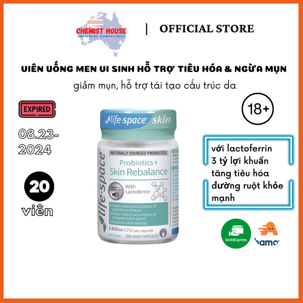 Men Vi Sinh Lợi Khuẩn Ngừa Mụn Tái Tạo Cân Bằng Da - Life Space Probiotics &amp; Skin Rebalance 20 viên