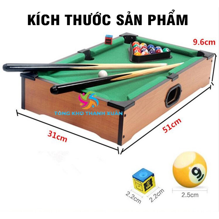 Bàn Bida Mini Bằng Gỗ Cỡ Lớn Kích thước 51*31*10cm ❤️RẺ VÔ ĐỊCH❤️ Bàn Bi-a Mặt Bàn Bằng Vải Nỉ Chuẩn Quốc Tế