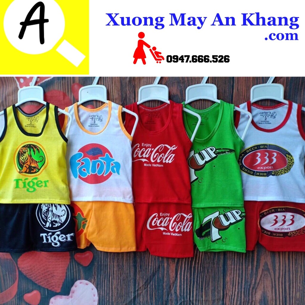 [Freeship + Giá xưởng] Set 5 bộ ba lỗ GIẢI KHÁT 100% cotton dễ thương cho bé trai bé gái B004