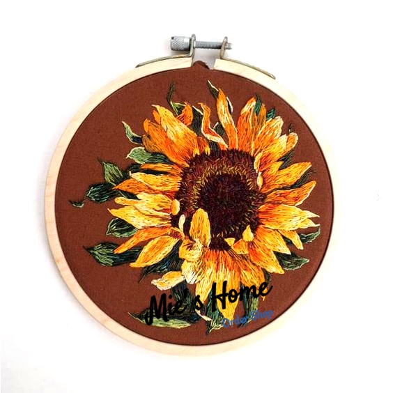 Bộ Kit nguyên liệu thêu tay thủ công DAISY HOA HƯỚNG DƯƠNG Tranh trang trí kỷ niệm quà tặng DIY Handmade Mie