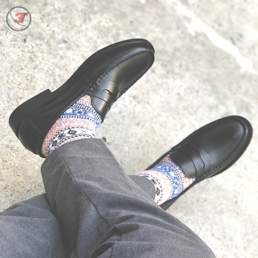 Giày Penny loafer Black  Nam  , DA MỀM , Đế Cao Su nguyên Khối, Có Khâu Đế , tăng chiều cao 3.5 cm