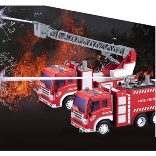 Xe cứu hỏa vòi phun nước nhạc đèn chạy bánh đà