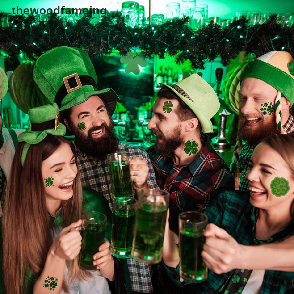 Hình Xăm Dán Tạm Thời Họa Tiết Cỏ Bốn Lá Saint Patrick