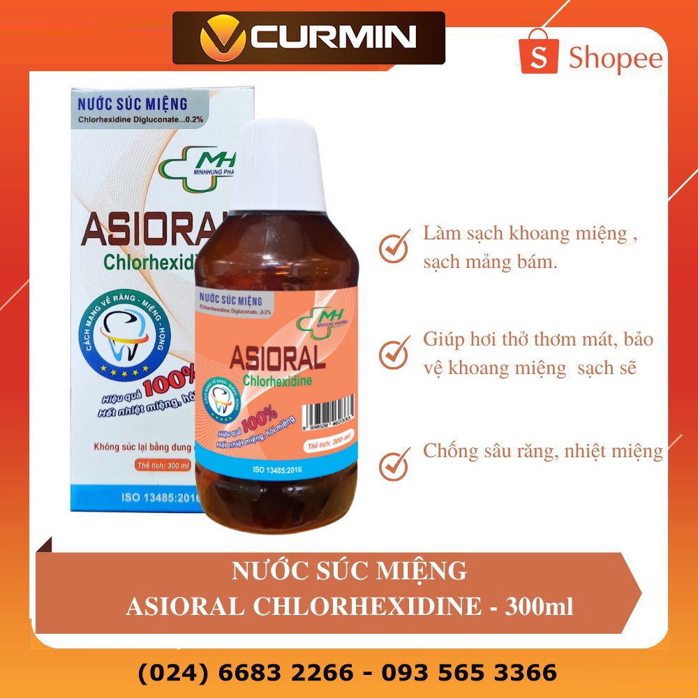 Nước súc miệng ASIORAL CHLORHEXIDINE - 300ml (Hàng chính hãng)