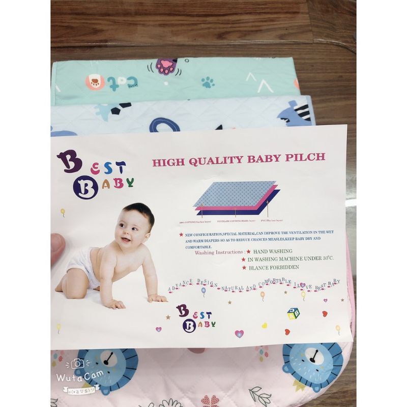 Chiếu Cao Su Chống Thấm Cao Cấp 3 Lớp 55x70cm, Tấm Lót Chống Thấm Baby Pilch