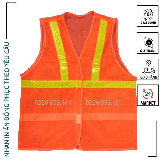 Áo lưới Phản Quang MÀU CAM - Áo Phản Quang công nhân - Áo lưới bảo hộ Freesize, đủ màu.Nhân in ấn đồng phục theo yêu cầu
