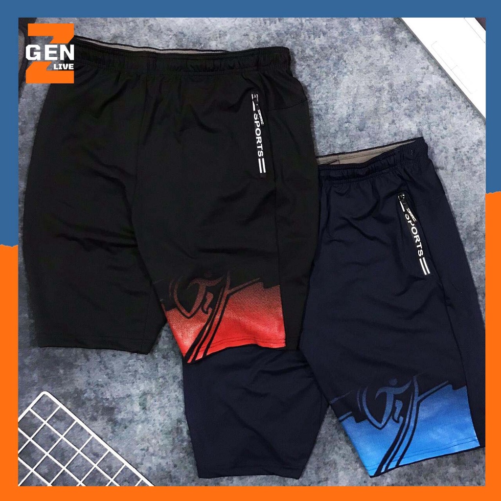 Quần Thun Ngắn Thể Thao Nam Họa Tiết In Cực Chất, Có Dây Kéo Khóa Túi - LZ FASHION - PS094