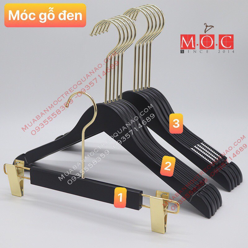 Móc gỗ màu đen,móc gỗ treo quần áo cao cấp