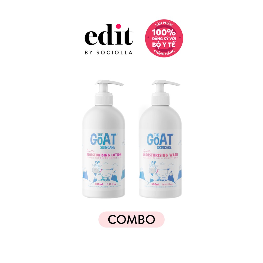 Combo Sữa tắm &amp; Dưỡng thể chiết xuất Sữa Dê The Goat Skincare (500ml x 2)