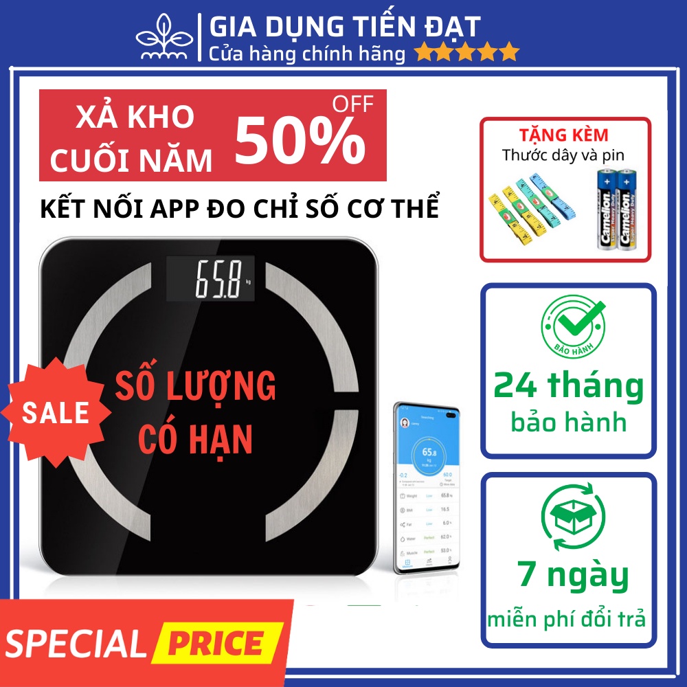 Cân điện tử sức khỏe kết nối Bluetooth Đo Mỡ Máu, Lượng Cơ, Tỉ Lệ Mỡ Cơ Thể Kết Nối App Điện Thoại