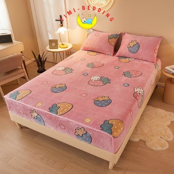 Ga nhung trải giường - Ga giường nỉ nhung thương hiệu họa tiết cao cấp dày dặn, ấm áp - Timibedding