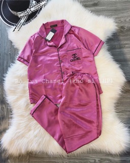Bộ pizama lụa áo cộc quần dài