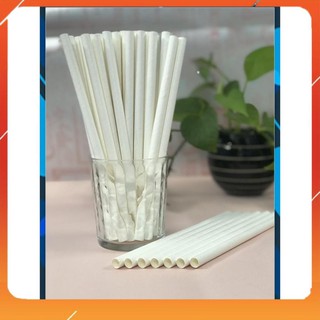 FreeShip – Ly Giấy] Ống Hút Giấy 8mm Trắng (gói 100 ống) |Kleur Paper Cup