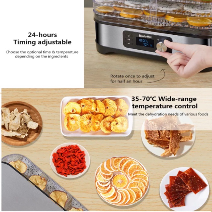 Máy sấy thực phẩm 5 tầng thương hiệu Biolomix BD-1200E - Công suất 400W - Hàng Nhập Khẩu
