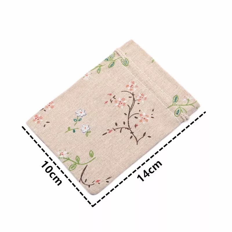 Túi vải bố linen có dây rút gói quà đựng cà phê hoa khô kích thước nhỏ 10x14cm trang trí tiệc party đám cưới