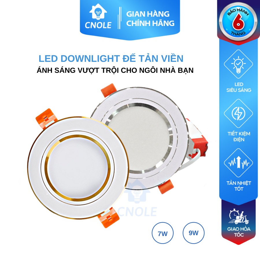 Đèn LED trang trí âm trần thạch cao CNOLE đế tản viền 7W 9W ánh sáng trắng - vàng - trung tính