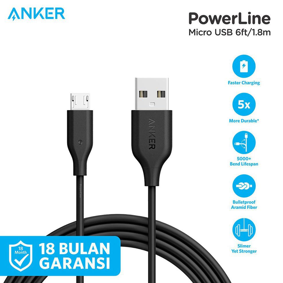 Anker Dây Cáp Sạc 6ft / 1.8m Micro Usb - A8133