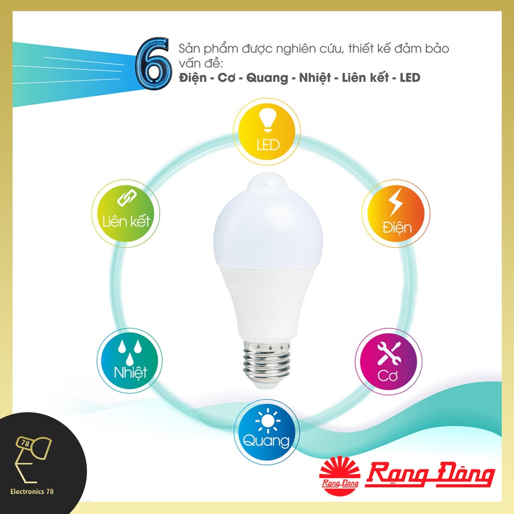 Bóng Led cảm biến tích hợp Hồng ngoại và Ánh sáng 9W Rạng Đông