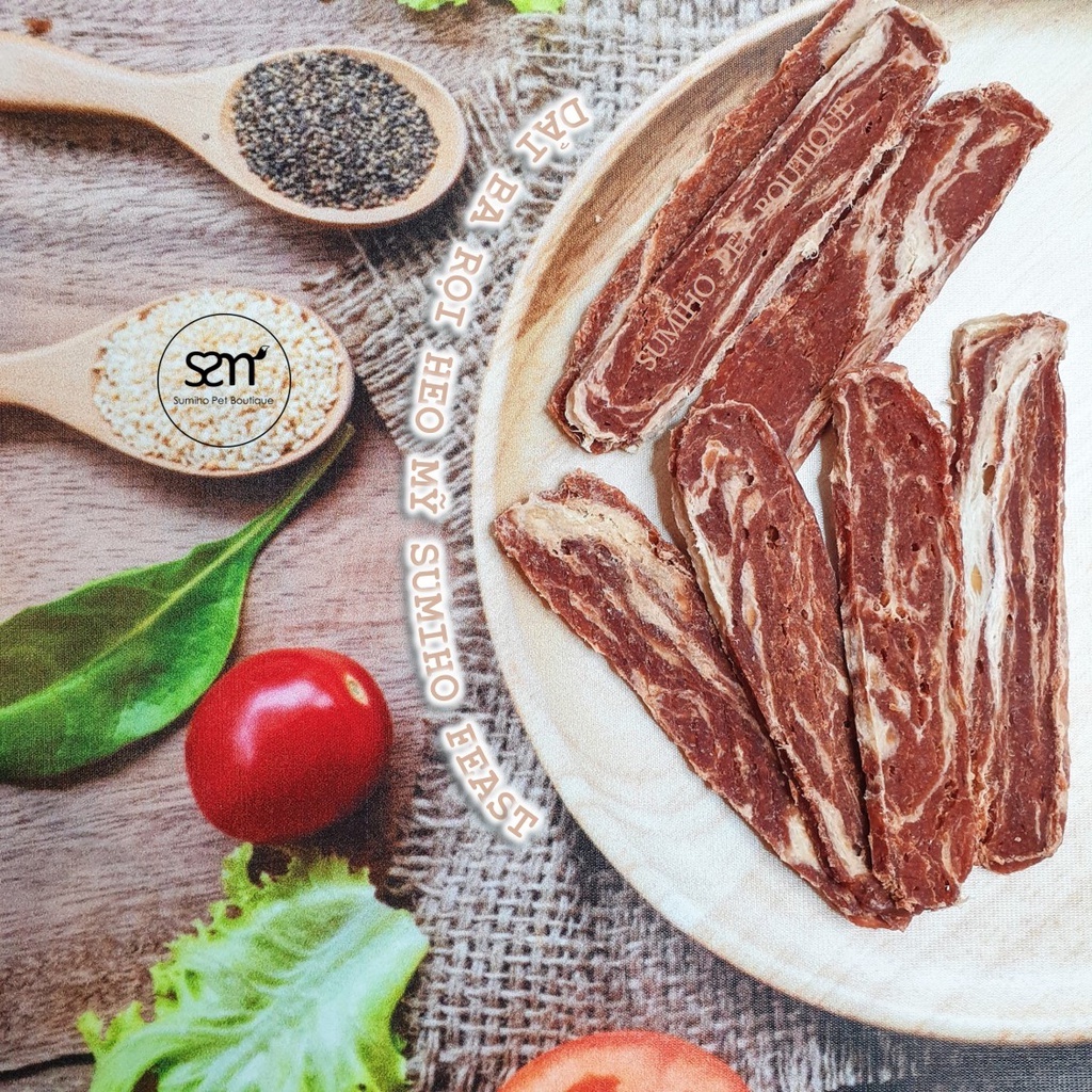 Bánh thưởng cho chó Sumiho Feast (Dải ba chỉ heo/bò nướng) 100gr/túi