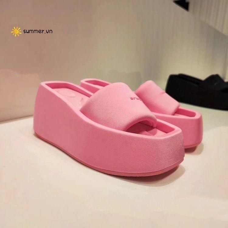 Dép Quai Ngang Đế Dày Tăng Chiều Cao Phong Cách Thời Trang Mùa Hè 2022