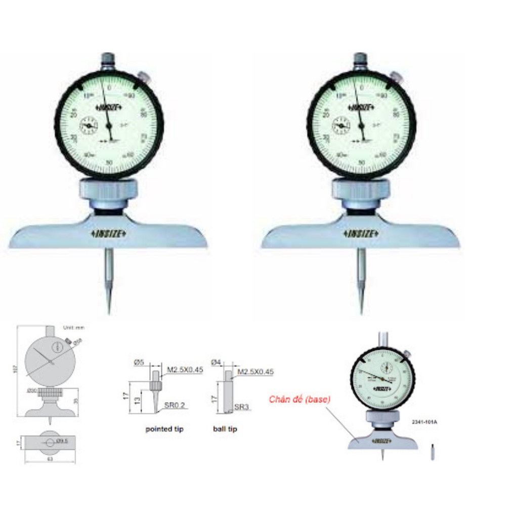 Thước đo chiều sâu INSIZE 2341-101A