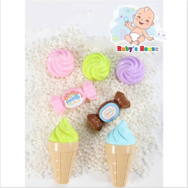 Đồ chơi xe đẩy bán kem 2 tầng, đồ chơi xe kem cho các bé vui chơi