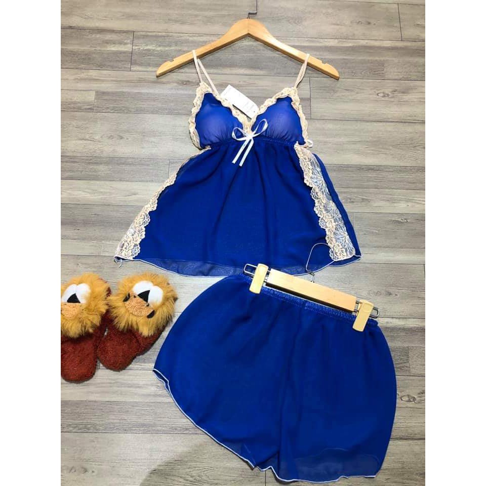 ĐỒ BỘ NGỦ VOAN SEXY CÓ MÚT NGỰC 54KG TRỞ XUỐNG TÙY CHIỀU CAO | BigBuy360 - bigbuy360.vn