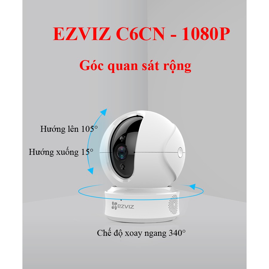 [C6CN 1080P, HOT 2021] CAMERA IP WIFI EZVIZ C6CN 1080p 2.0Mp H.265 FullHD 1920x1080 Chống Ngược Sáng Thực, Tích hợp AI