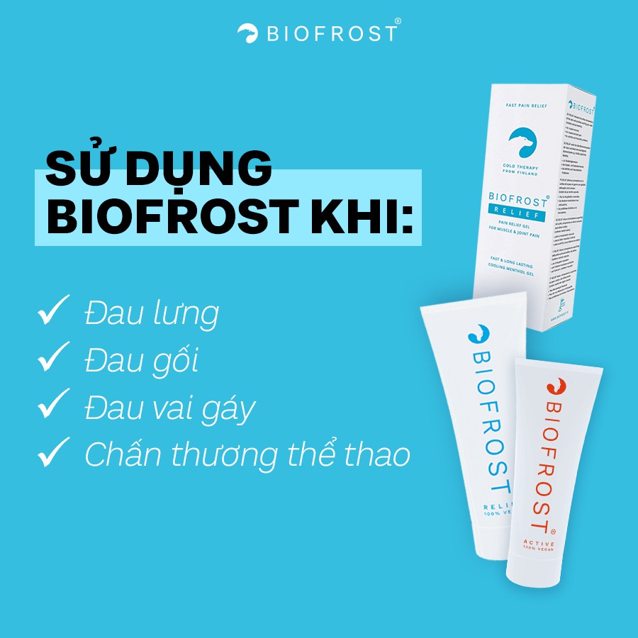 GEL LẠNH XOA BÓP GIẢM ĐAU NHẬP KHẨU PHẦN LAN BIOFROST RELIEF- GEL GIẢM ĐAU TỐT NHẤT THẾ GIỚI NHẬP KHẨU PHẦN LAN