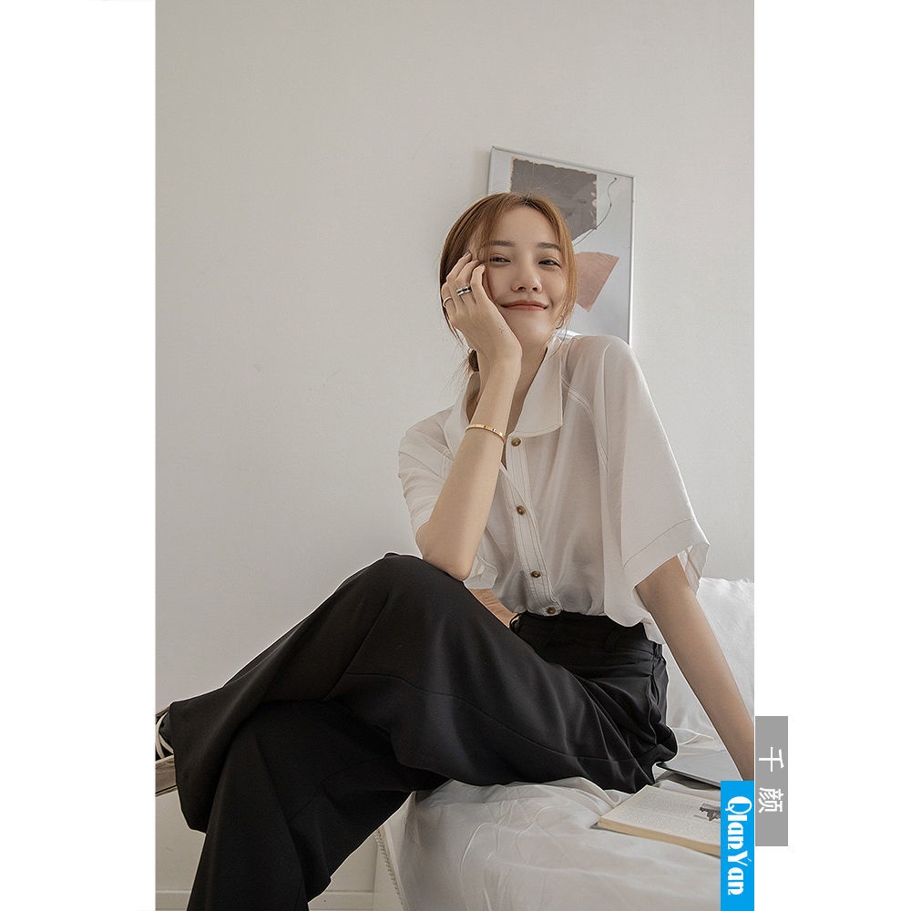 Áo Sơ Mi Mỏng Tay Ngắn Thời Trang retro Đơn Giản Cho Nữ