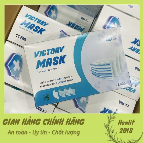 [COMBO 2 HỘP] Khẩu Trang y tế Victory mask 4 lớp kháng khuẩn quai mềm không đau tai