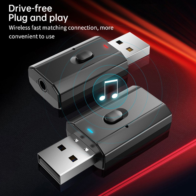 HSV Plug and Play Bluetooth5.0 USB 3.5mm Stereo Jack Wireless Receiver Hands-Free Music Playing Call Answering for PC Cell Phone Laptop Cars No Driver Need