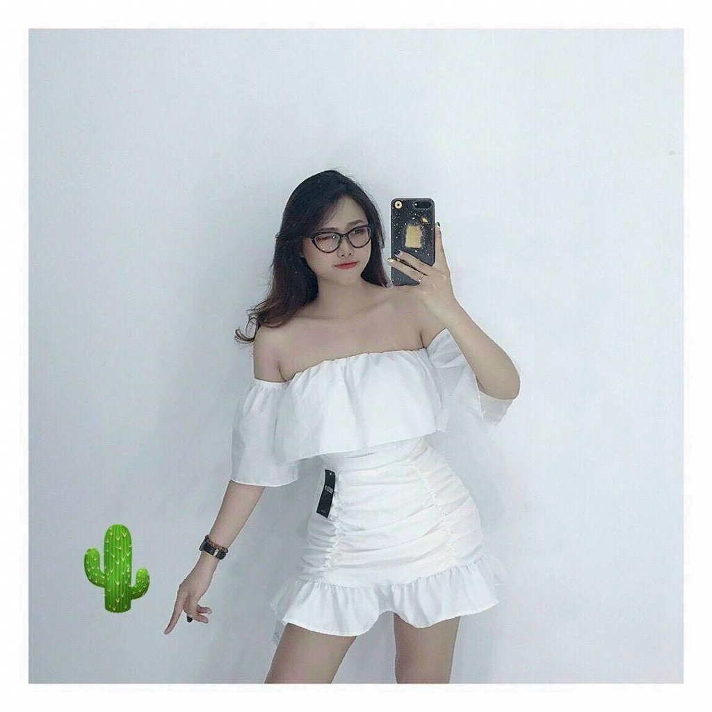 Áo sơ mi kiểu, bẹt vai bèo cho nữ mặc đi chơi màu đẹp, siêu dễ thương