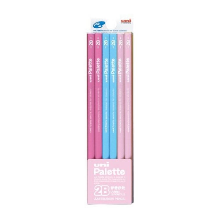 Set 12 Bút Chì 2B Uni Palette,Viết Trơn Đều,Mịn Màng Trên Mặt Giấy