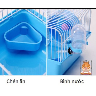 Lồng ngăn dôi 2 wheel, 2 bình nước, 2 chén ăn và vách ngăn