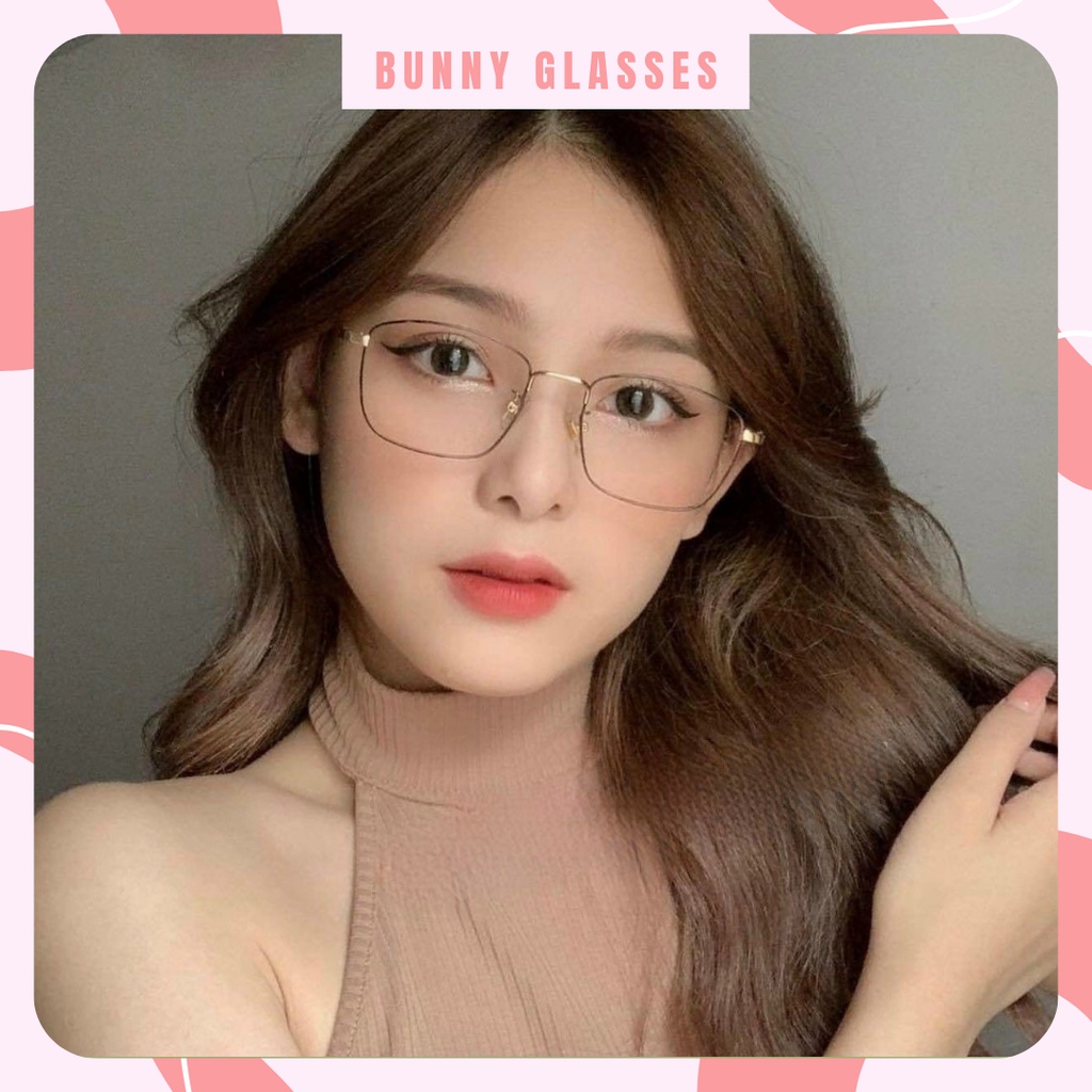 Gọng Kính Cận Kim Loại Mảnh Mắt Vuông Nam Nữ 8818 Gọng Kính Mắt Bunny