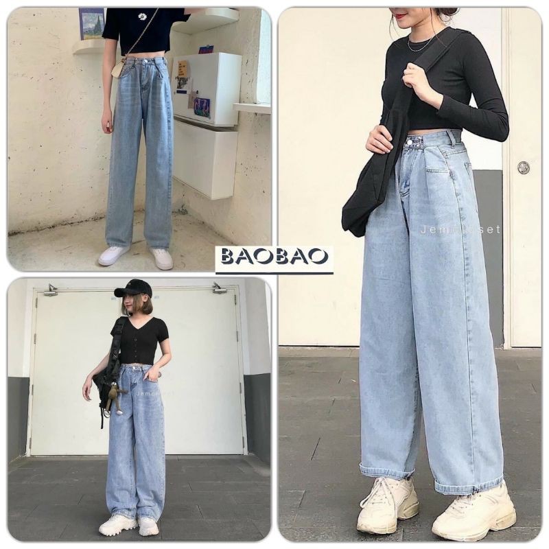 Quần Jeans Nữ Ống Suông Dáng Culottes - BaoBao.Clothing [FREESHIP] - Quần bò nữ dáng thụng ống suông