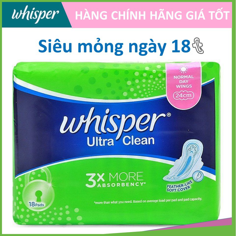 COMBO 4 gói Whisper Siêu mỏng Toàn diện (Ngày 18 miếng+ Đêm 14 miếng)x2