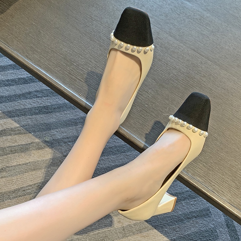 Giày Cao Gót Da Mũi Vuông Thời Trang Cho Nữ