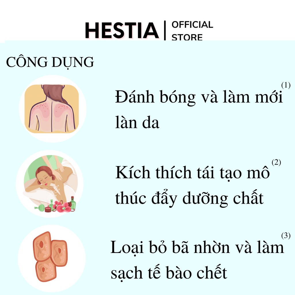 Combo sữa tắm nước hoa Tesori 500ML tẩy tế bào quế hồi nga 380g, dưỡng ẩm trắng da giảm thâm mụn lưng Hestia