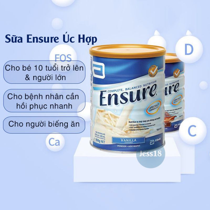 Sữa Ensure Úc 850gr hàng Chuẩn Date Xa