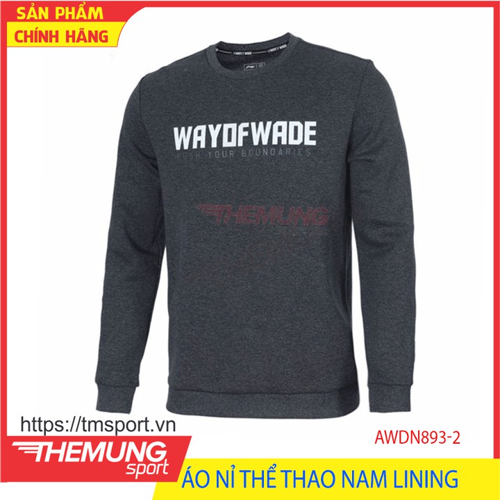 Áo nỉ dài tay thể thao nam Lining AWDN893-2 (Ghi)