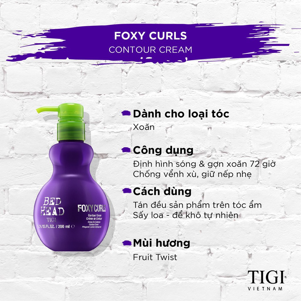 Kem giữ nếp sóng xoăn Tigi Bed Head Foxy Curls Contour Cream 200ml