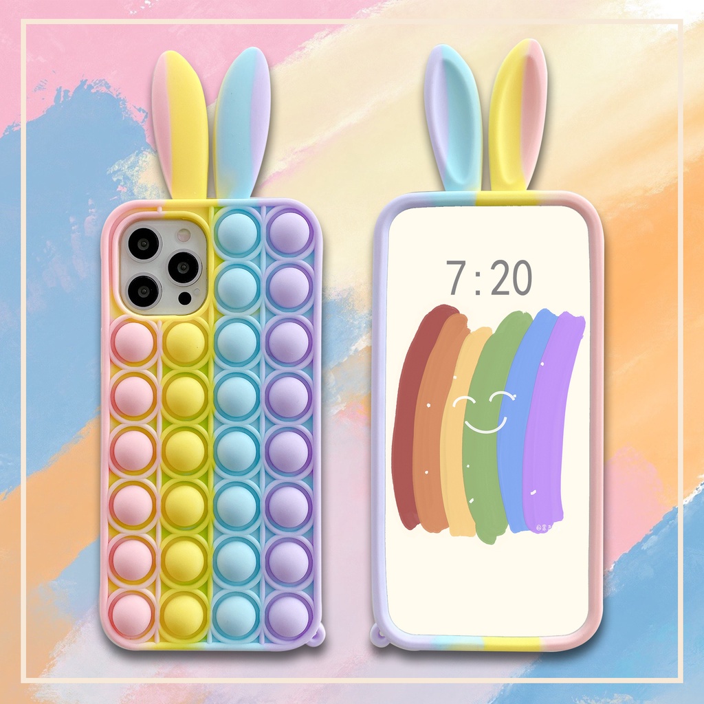 Ốp Điện Thoại Silicon Tpu Mềm Hình Tai Thỏ 3D Nhiều Màu Chống Sốc Cho iPhone 11 12 13 Pro Max mini XS Max X XS XR 7 8 Plus